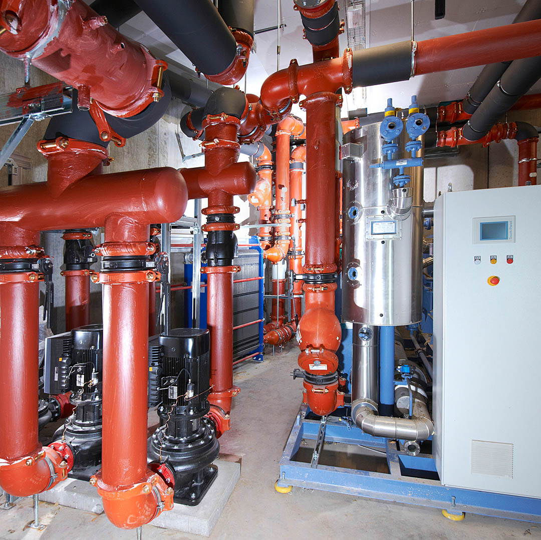 Industrial Photography: Industrial Heating and Air Conditioning control room with pipework